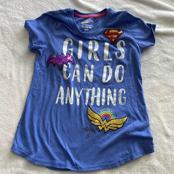 DC SuperHero Girls Graphic T-Shirt XL 14/16 - Picture 1 of 5